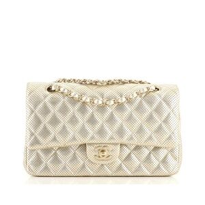 Classic Double Flap Bag Quilted Perforated Lambskin Medium - Gold